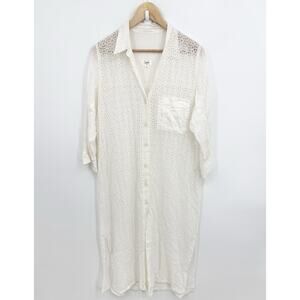 Sunday Saint Tropez Midi Dress Medium Eyelet Coastal Euro Resort Preppy Beach